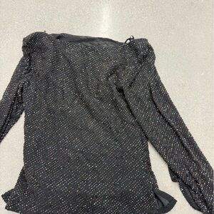 J Kara Black Glitter Embellished Top
